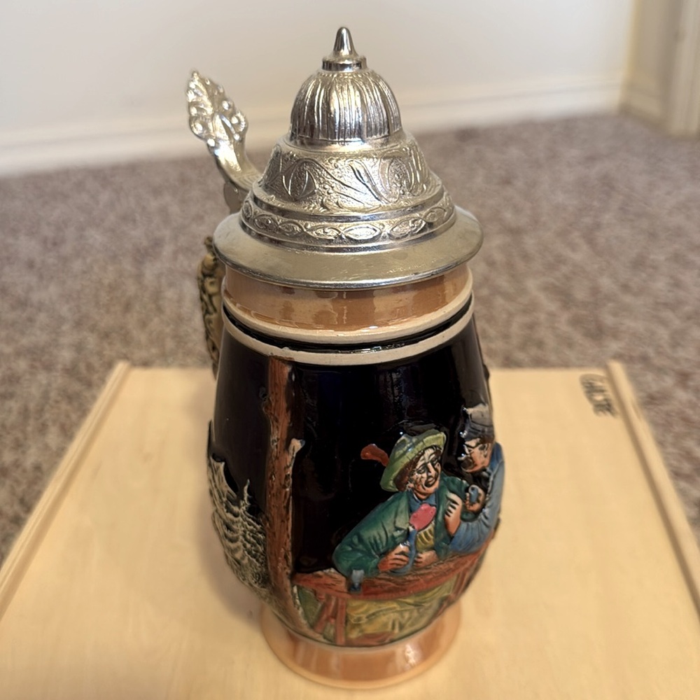 House of Goebel Ceramic Beer Stein with Silver Lid